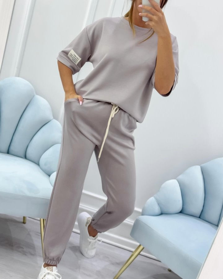 【S-5XL】Novedad 2026: Conjunto casual de dos piezas de color liso para mujer (blusa + pantalón)