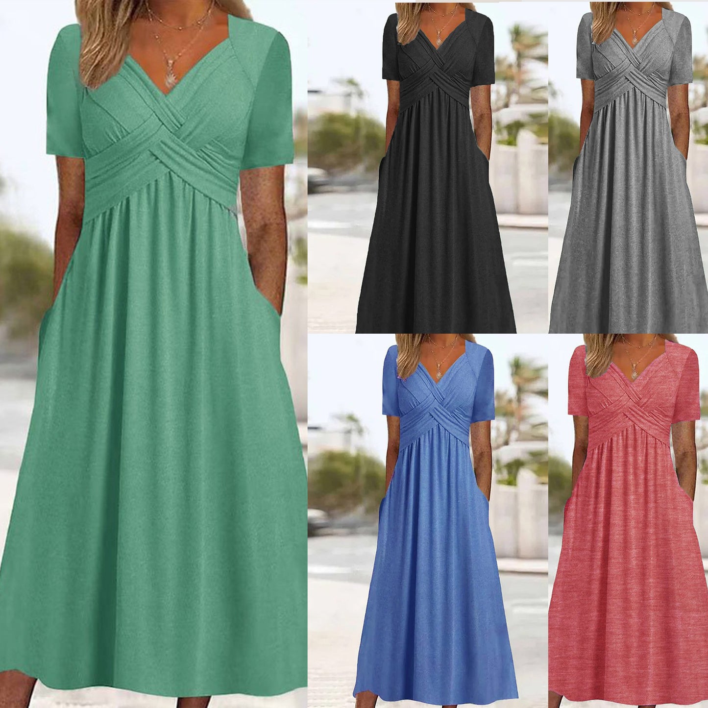 🔥50% zniżki przez ograniczony czas🔥【S-5XL】Nowa bawełniana sukienka midi casualowa