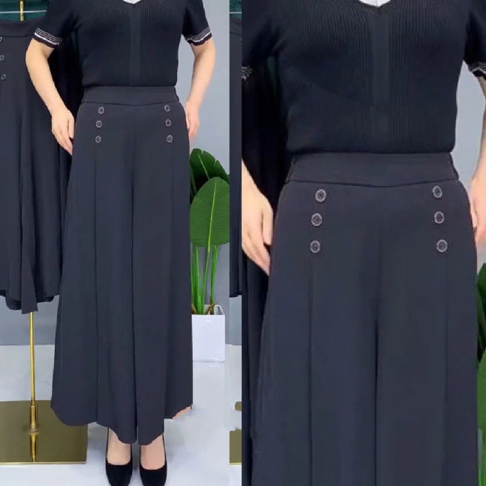 💖【M-5XL】Modna, drapowana spódnica damska z szerokimi nogawkami i wysokim stanem