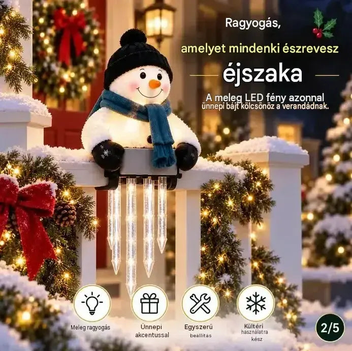 ☃️WinterGlow világító dekorációk – Hóember és jégcsapok