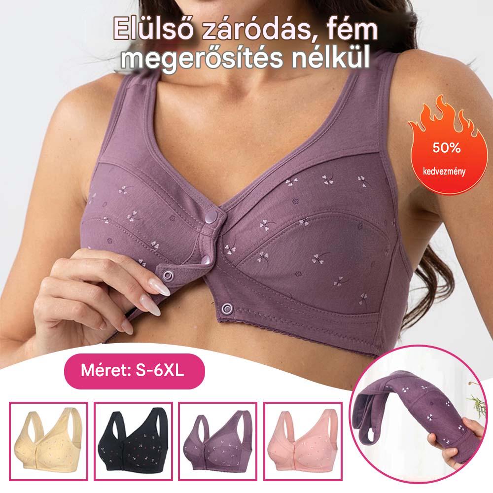 ✨【3 tétel】 💞【S-6XL】Középkorú hölgyek elegáns tisztapamut elülső gombos melltartója【40-105KG】🎉Utánvétes fizetés