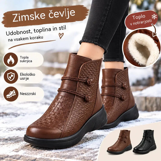 💥💥【Velikosti 35-40】Ženski usnjeni škornji – topla in elegantna izbira za zimo 2026