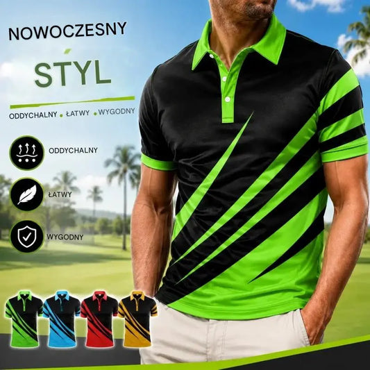🔥👔【S-6XL】Nowa letnia męska koszulka POLO w paski z nadrukiem 3D