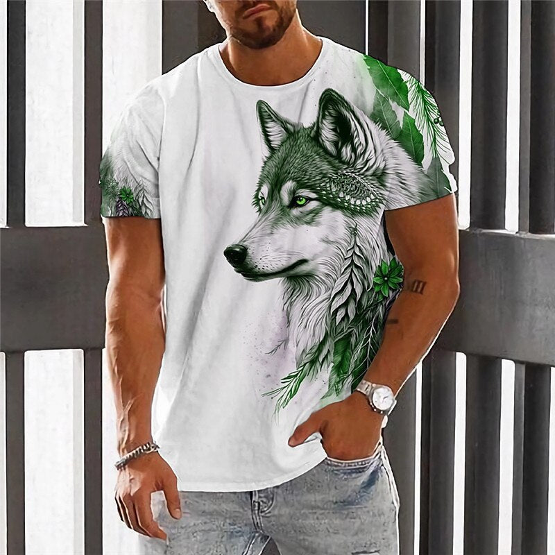【2XS-6XL】👕👕 T-shirt męski z nadrukiem wilka