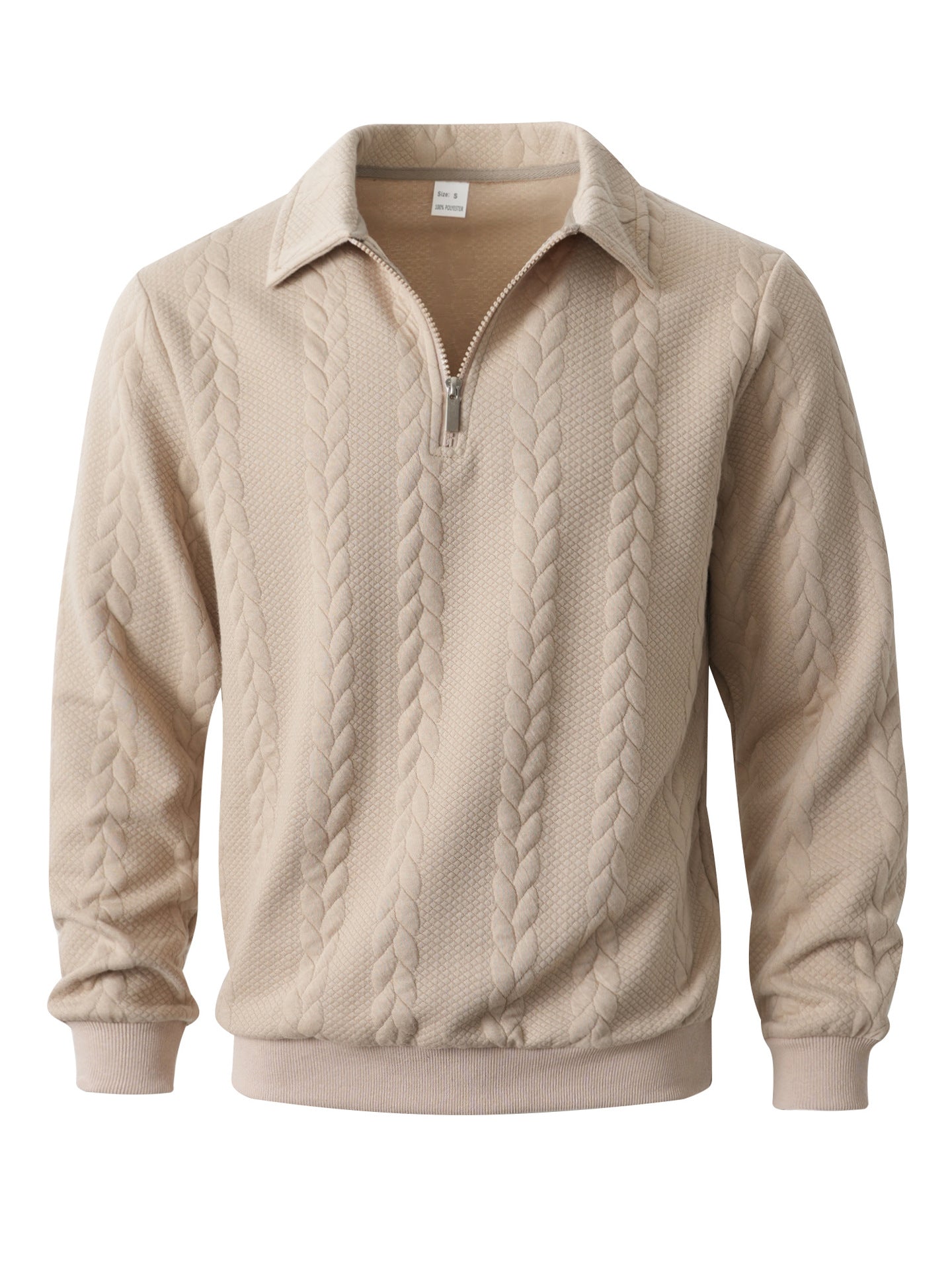 👔【S-3XL】Ανδρικό πλεκτό πουλόβερ με γιακά ζακάρ, casual μακριά μανίκια