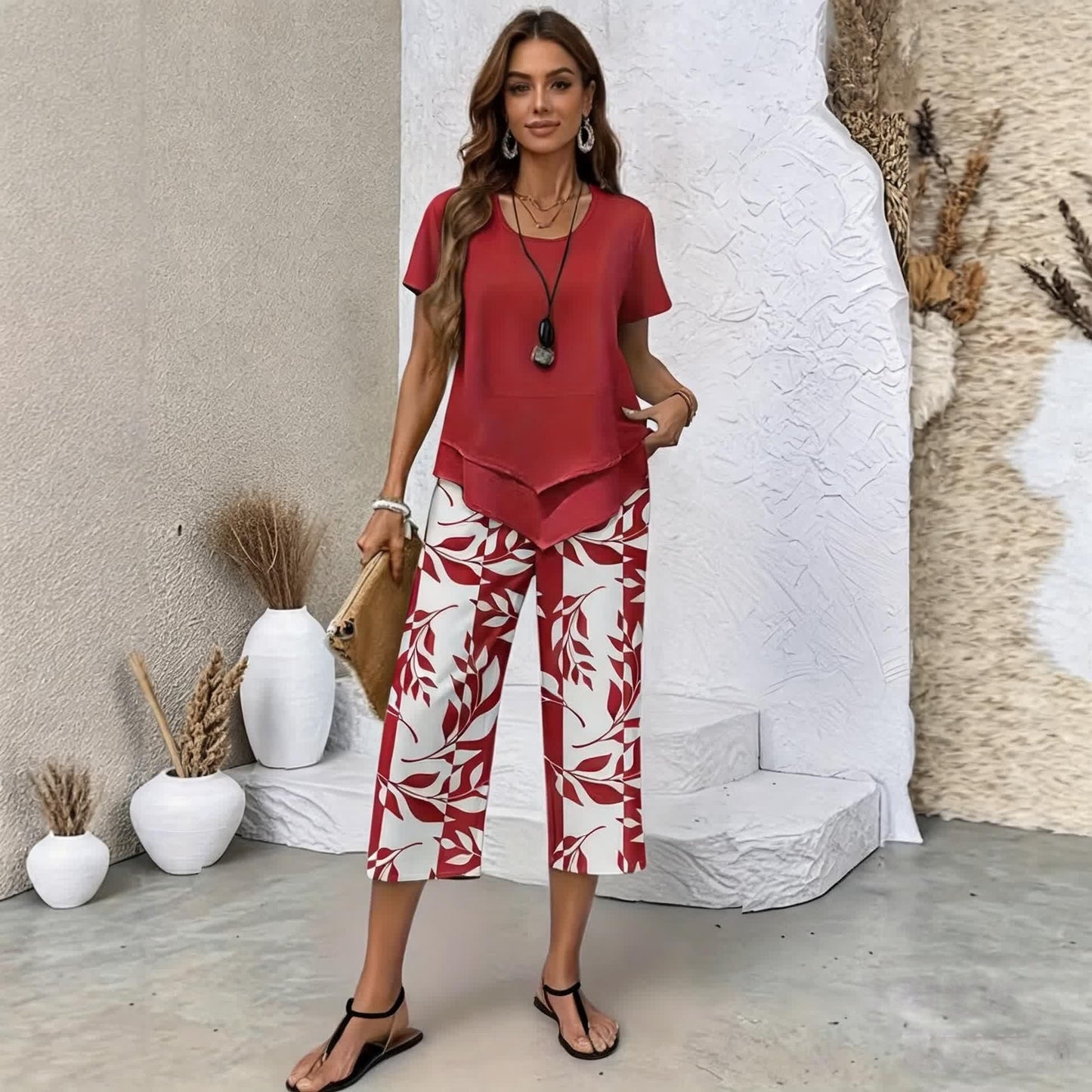 【S-5XL】| Dvodelni komplet Fresh Breeze | Lahek in eleganten, večbarven poletni komplet