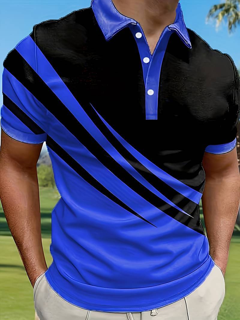 🔥👔【S-6XL】Nowa letnia męska koszulka POLO w paski z nadrukiem 3D