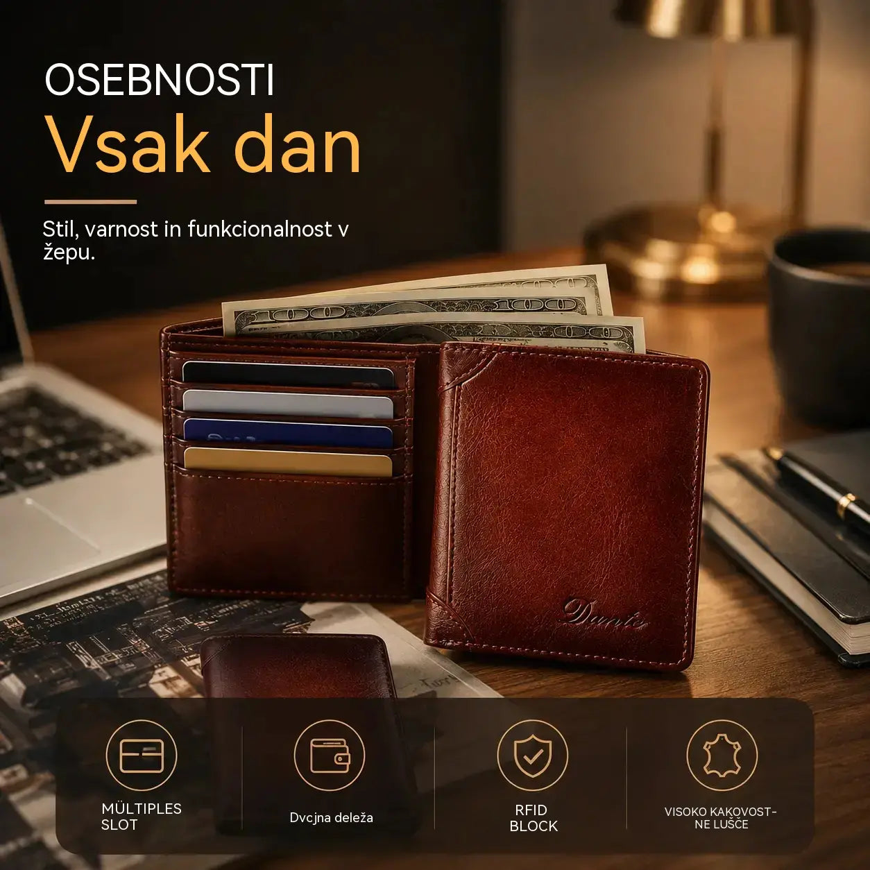 50 % popust 👝✨ Nova moška denarnica iz pravega usnja z zaščito pred krajo