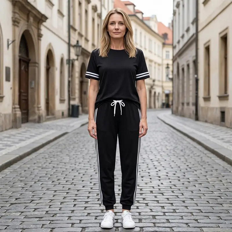 🔥【Časovno omejena ponudba】【S-2XL】🔥Ženski dvodelni komplet športnih oblačil, mehka in raztegljiva tkanina, primeren tako za domačo uporabo kot za prosti čas