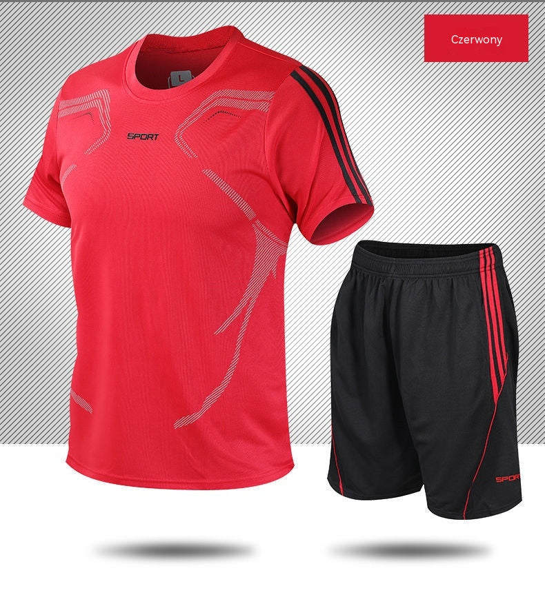 Moška poletna trenirka (L-5XL) - Majica s kratkimi rokavi in kratke hlače; sproščen in ležeren slog, večje velikosti, sodoben dizajn.