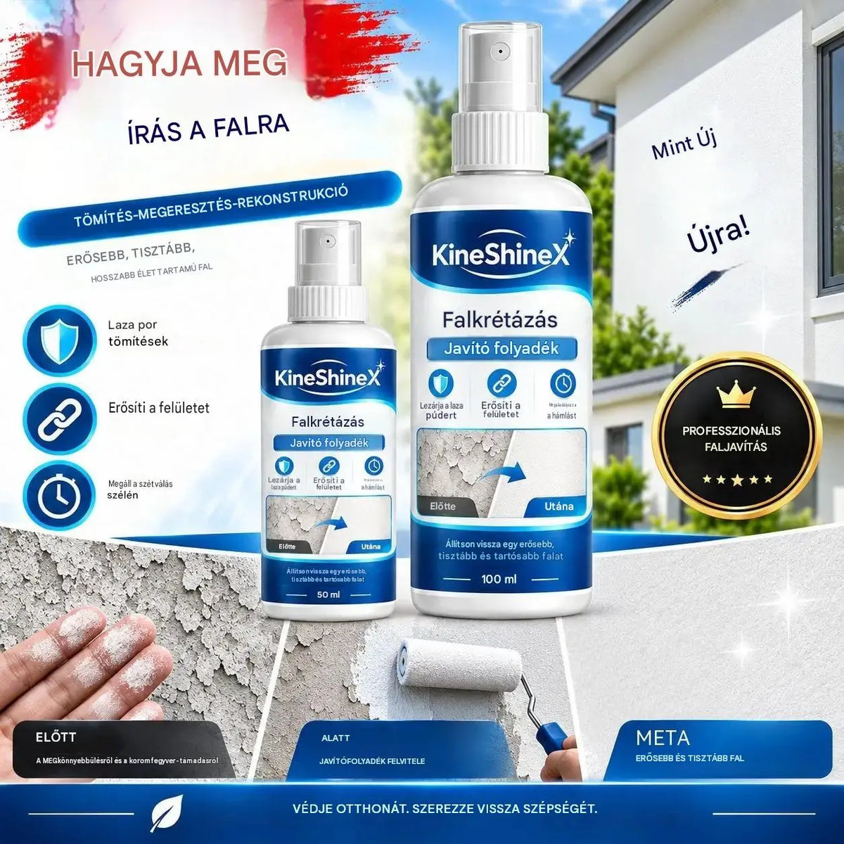 🏆100 ml + 50 ml (2 üveg)💥 Faljavító folyadék és edző — Egyetlen termékben egyesíti a hézagkitöltést, a tömítést és a megerősítést.
