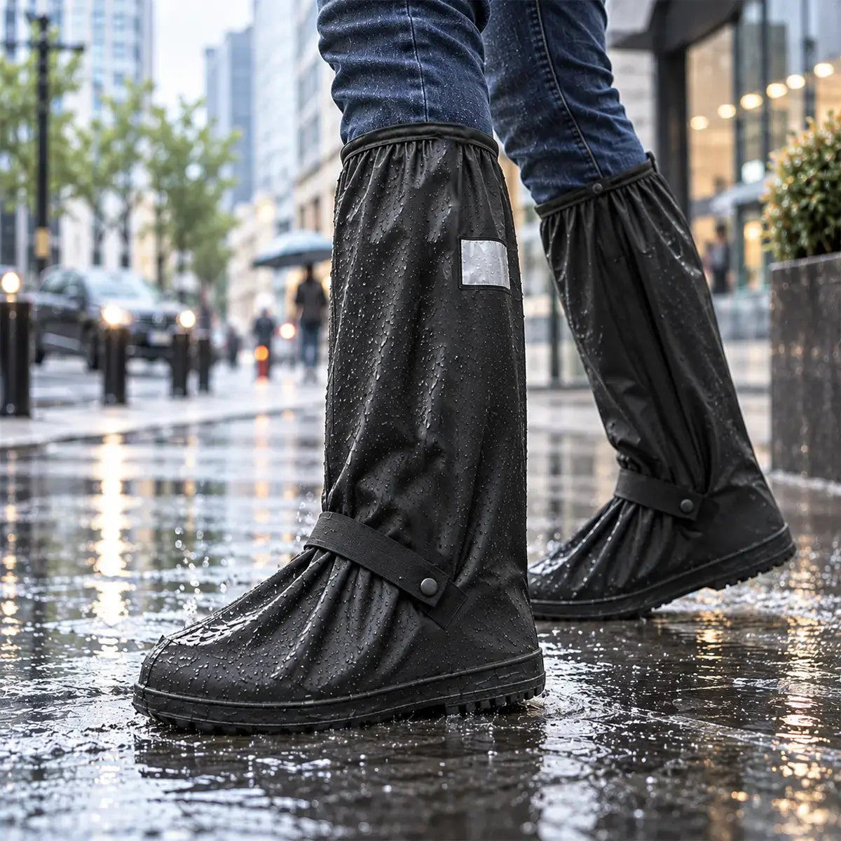 ☔ Tökéletes esővédelem! Magas szárú, vízálló cipővédők (40 cm magasak)! Vastagított, csúszásgátló talp · Tartós PVC anyag!