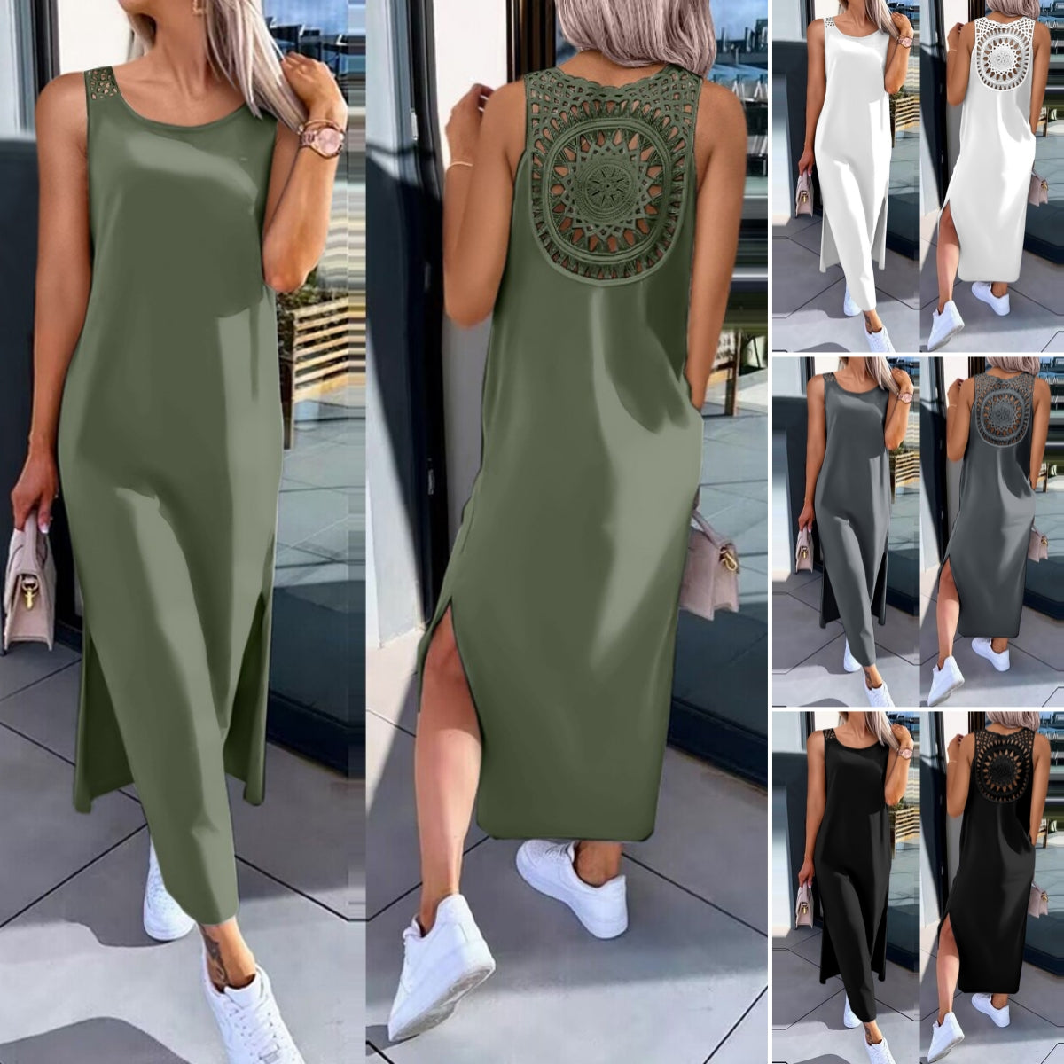 ❤✨【S-XXL】 Letnia sukienka bez rękawów z rozcięciami po bokach