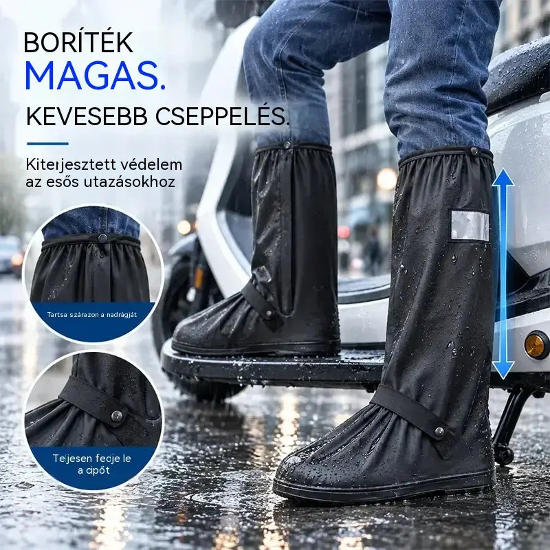 ☔ Tökéletes esővédelem! Magas szárú, vízálló cipővédők (40 cm magasak)! Vastagított, csúszásgátló talp · Tartós PVC anyag!