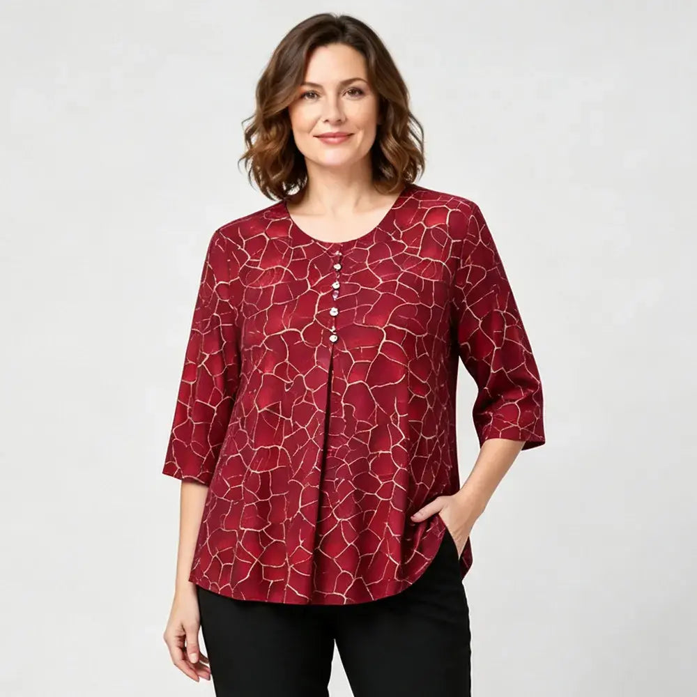 🛍️ Poletna kolekcija za ženske večjih velikosti 2026: Raztegljiv potiskan ohlapni top A-kroja 💐 Skrije majhen trebušček, eleganten dizajn | 3 barve, velikosti XL-8XL (50-120 kg)