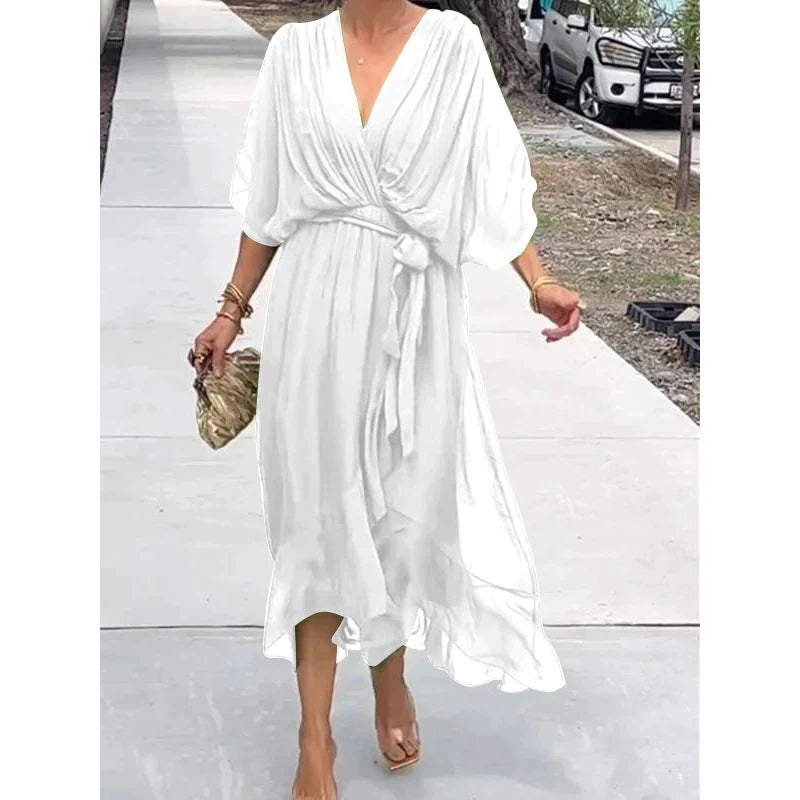 🍄👗Nowy styl na wiosnę i lato 2025. [S-5XL]👗 Sukienka z rękawami typu nietoperz, wykonana z miękkiego szyfonu