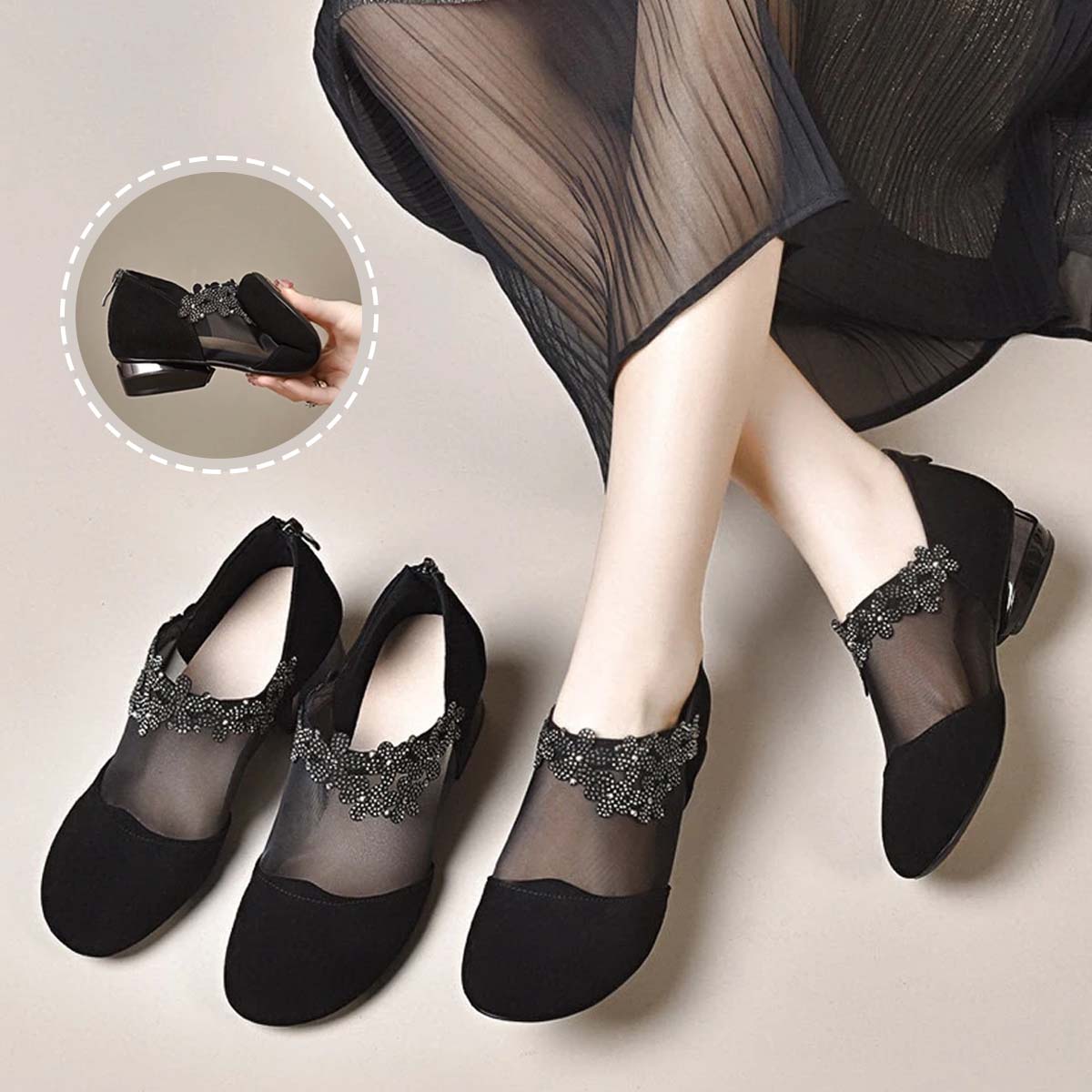 ✨【35-41】🏆2025 νέες σφηνοτάκουνες με κοίλο πλέγμα με μαλακό πάτο για γυναίκες