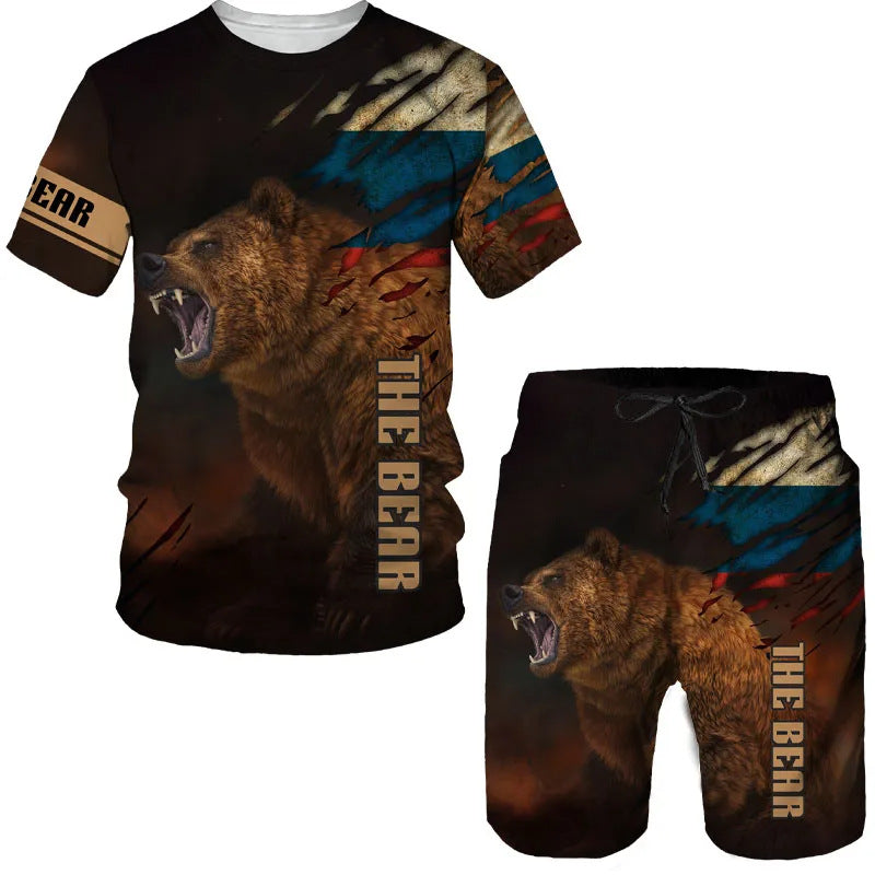 【XXS-6XL】Camiseta deportiva de manga corta para hombre, estilo casual y moderno, con estampado de oso en 3D.