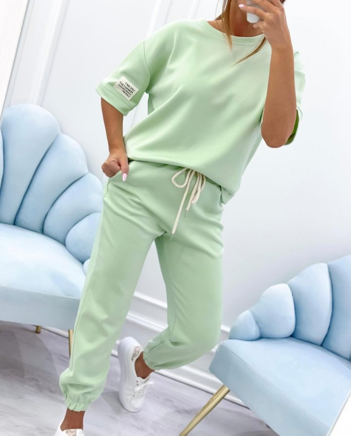 【S-5XL】Novedad 2026: Conjunto casual de dos piezas de color liso para mujer (blusa + pantalón)