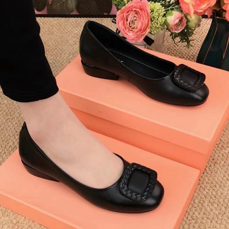 🔥🥿【35-41】Damskie buty z miękkiej skóry na okrągłym obcasie