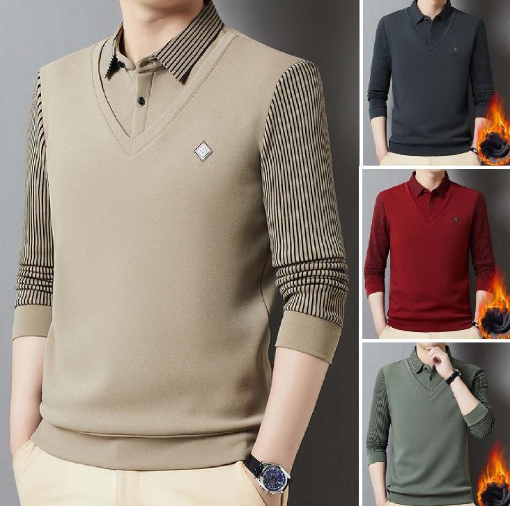 🔥【M-4XL】👔 Ανδρικό premium κασμιρένιο ζεστό σετ μπλούζας με μακριά μανίκια