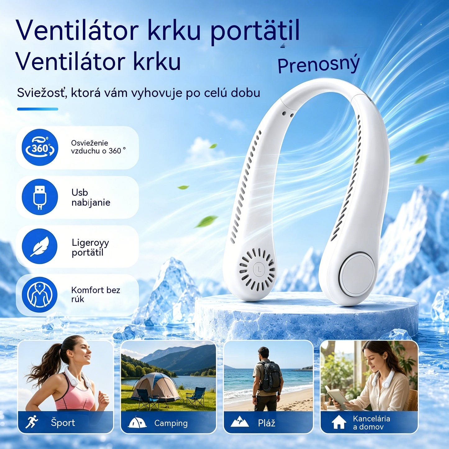 💨 Ventilator za klimatsko napravo - Izjemno tih, prenosen in vrtljiv za 360° - Idealen za poletje 🌞