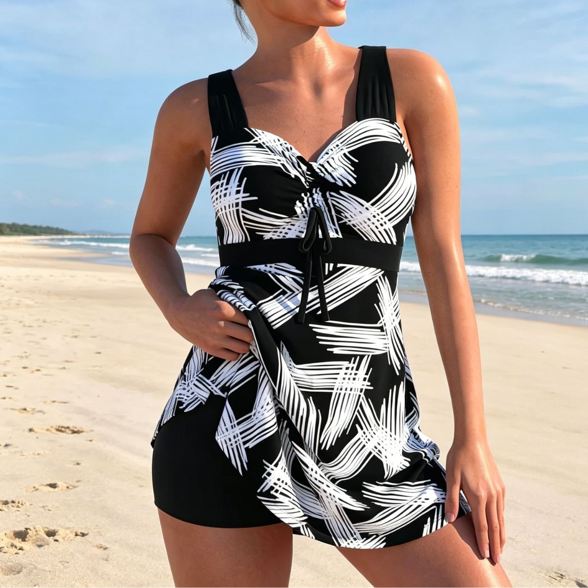 🩱🏖️【S-4XL】Γυναικείο μαγιό δύο τεμαχίων με πουά και χρωματικό μπλοκ σε μοντέρνο στυλ για το 2026