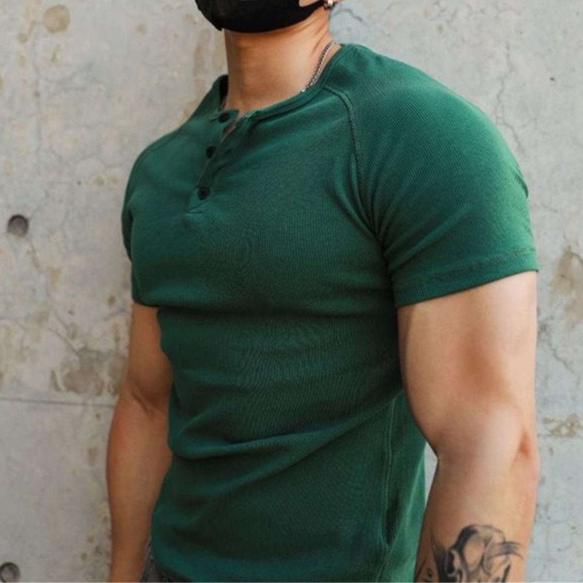 【80-100KG】Νέα Άφιξη 2026, Κομψό Ανδρικό T-shirt Henley με Κουμπί γιακά, Ελαστικό, Αεριζόμενο, Στενή Γραμμή και Στρογγυλή Λαιμόκοψη
