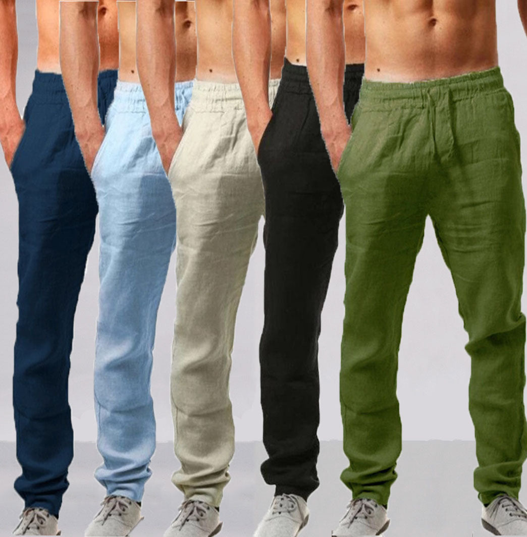 😍👖【S-4XL】💥2025 nowe letnie męskie spodnie sportowe casualowe duży rozmiar, szeroka wersja oddychającego materiału bawełnianego i lnianego