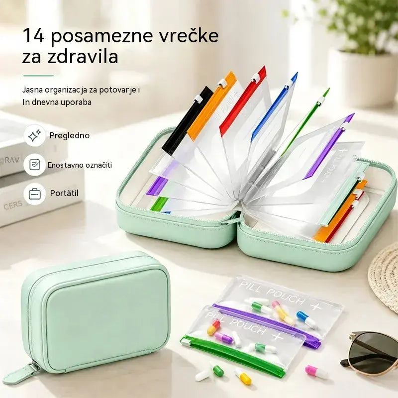 💊 Prenosna škatla za shranjevanje zdravil – imejte tablete organizirane in varne ter jih vzemite s seboj kadar koli in kamor koli!