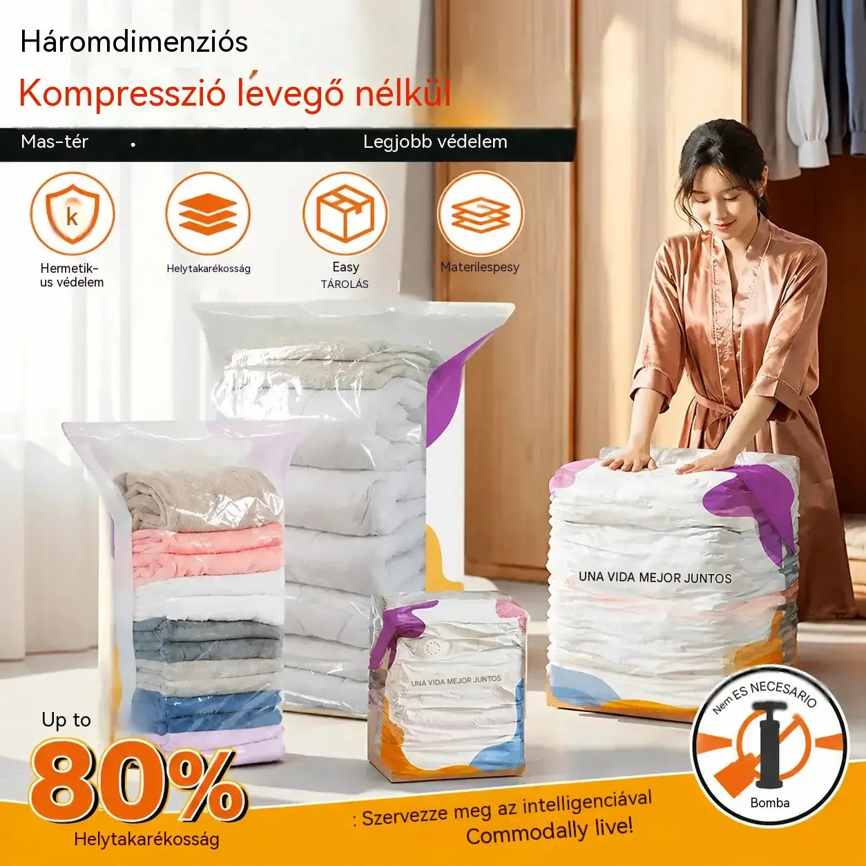⏳ Korlátozott ideig érvényes ajánlat 🔥【4 darabos készlet】Vákuumos kompressziós zsákok, porálló tárolózsákok