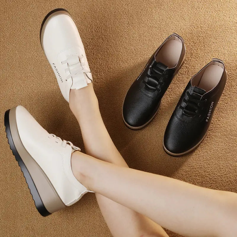 50%OFF🔥【35-42】Zapatos de piel para mujer con suela gruesa, nueva tendencia de otoño
