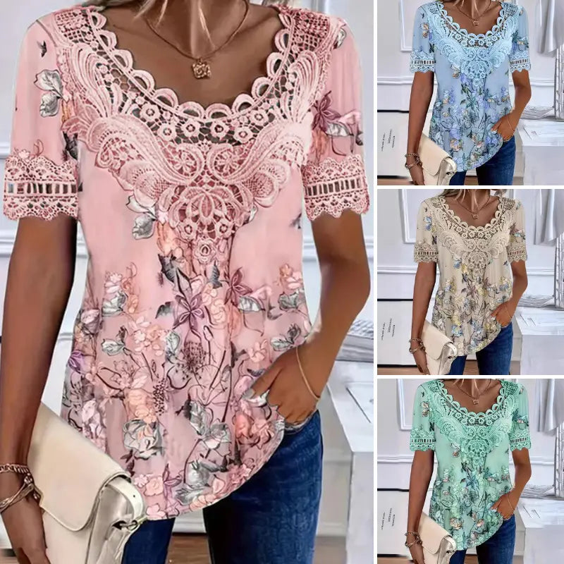 💥【S-6XL】💐 Csipkemintás V-nyakú női ing
