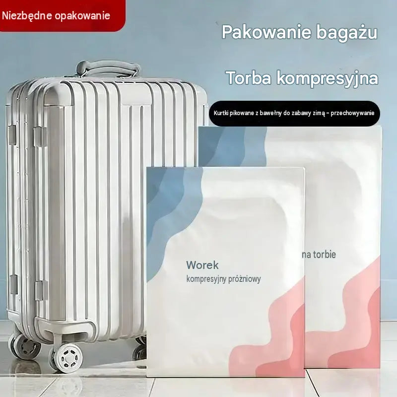 🧳 5 artykułów za jedyne 129 zł💨 Duże, kompresowalne worki próżniowe: Nie wymagają pompki, są szczelne, idealne do oszczędzania miejsca w walizce i domu ✈️