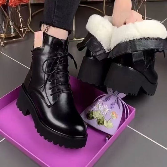 【35-40】🔥🔥2026 Nowe jesienno-zimowe skórzane buty Martin na grubej podeszwie