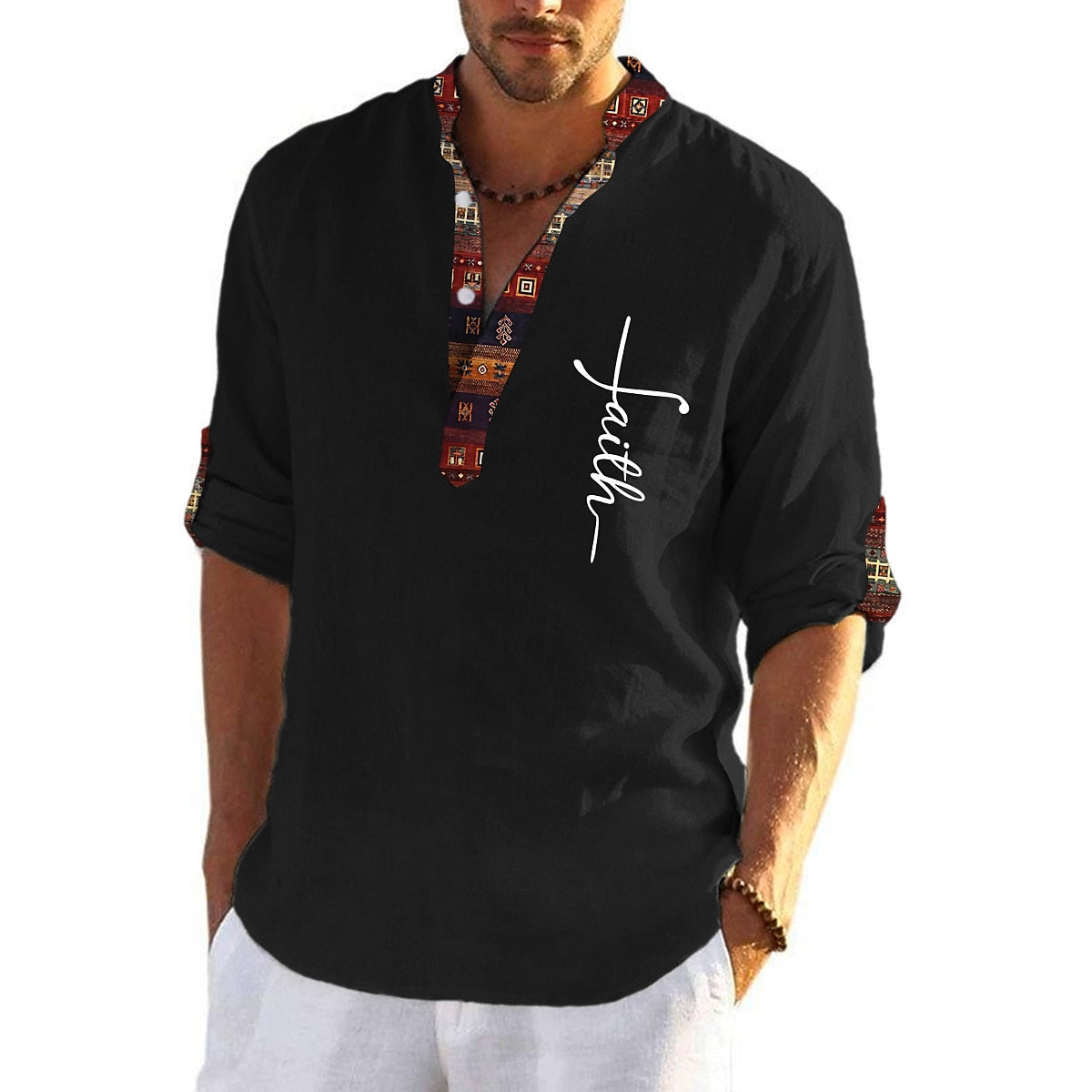 👔【S-3XL】💥 Férfi tiszta pamut V-nyakú póló, plus size ✅ Utánvétes fizetés