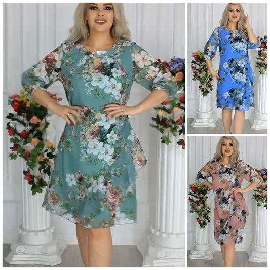 【S-5XL】💥Nowa sukienka z szyfonu z nadrukiem