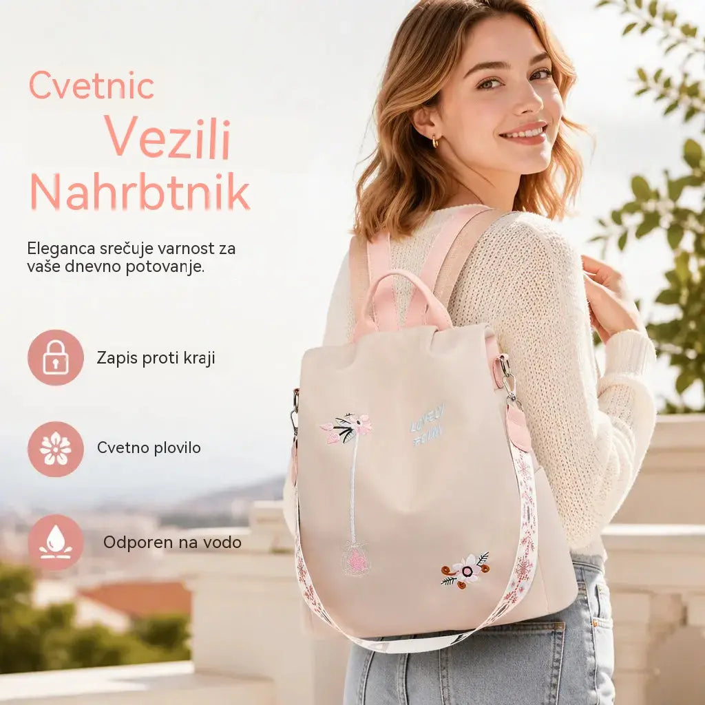 Velikoprostoren vezen potovalni nahrbtnik proti kraji