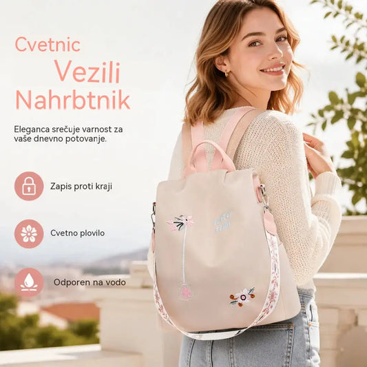 Velikoprostoren vezen potovalni nahrbtnik proti kraji