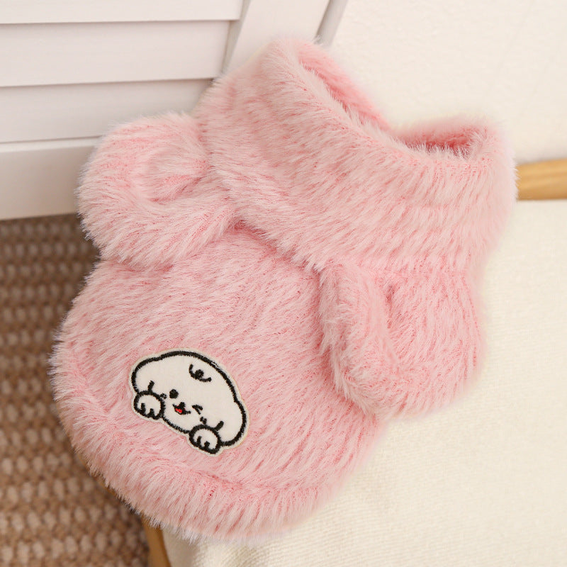 【0,5–10 kg】🧸 Ciepły płaszcz dla psa i kota – miękki, uroczy, z małymi uszkami