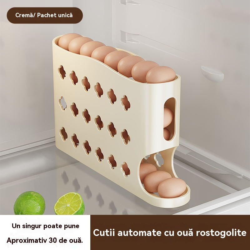 💥🥚🥚【30 tojás tárolására alkalmas】 Kihúzható tojástároló doboz – automatikus visszaállítás
