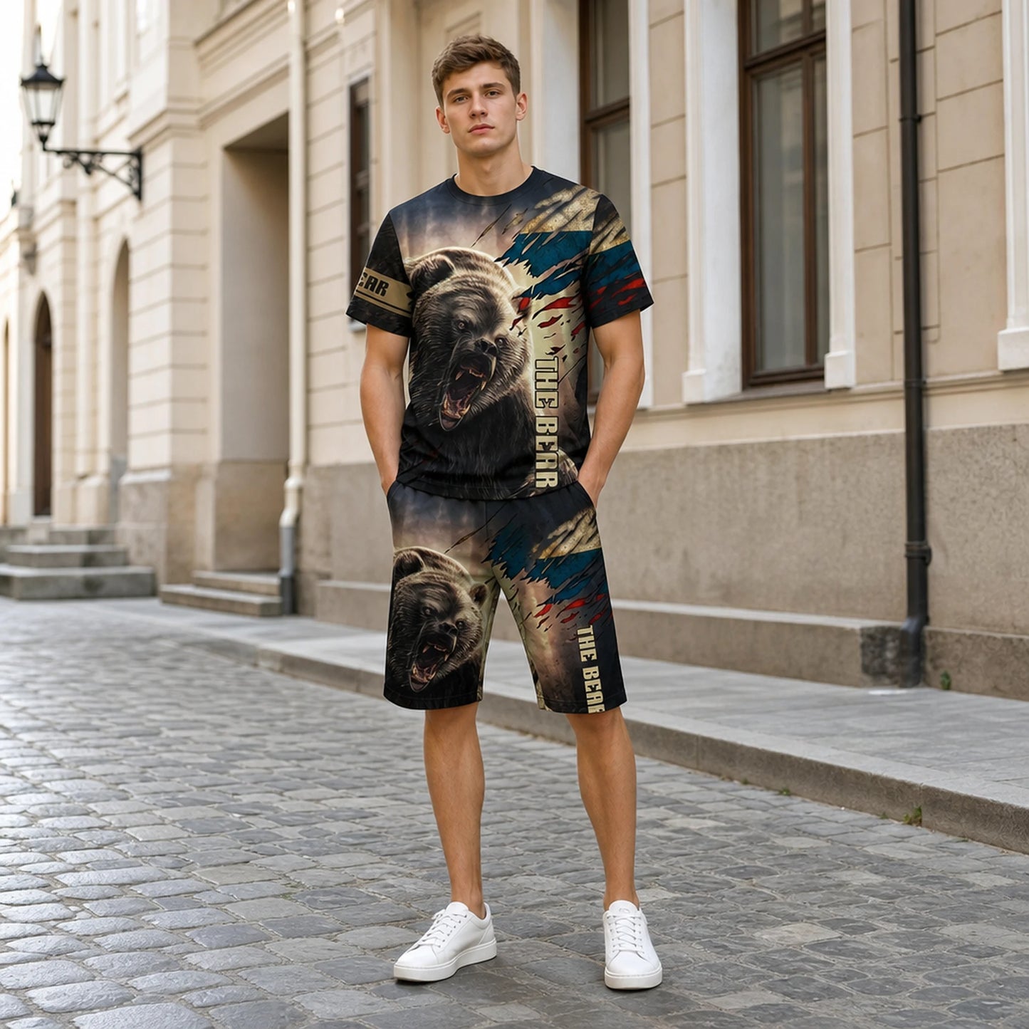 【XXS-6XL】Modna moška športna majica s kratkimi rokavi in 3D potiskom medveda