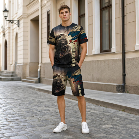 【XXS-6XL】Modna moška športna majica s kratkimi rokavi in 3D potiskom medveda