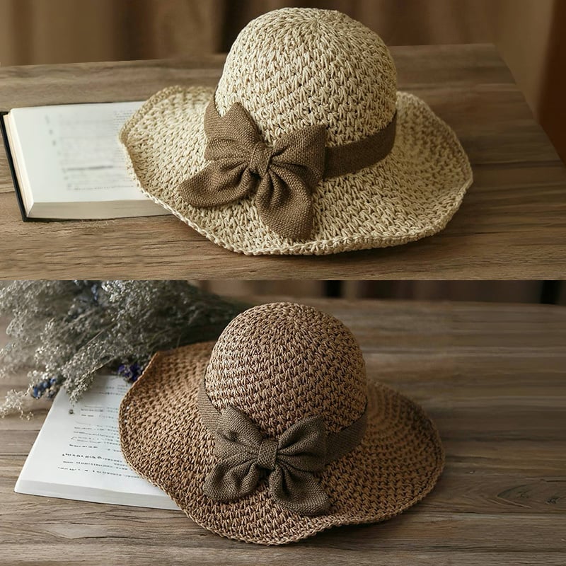🎀🎀 50 % POPUST 👒 | Retro slamnik s pentljo – zložljiv in zračen za poletje
