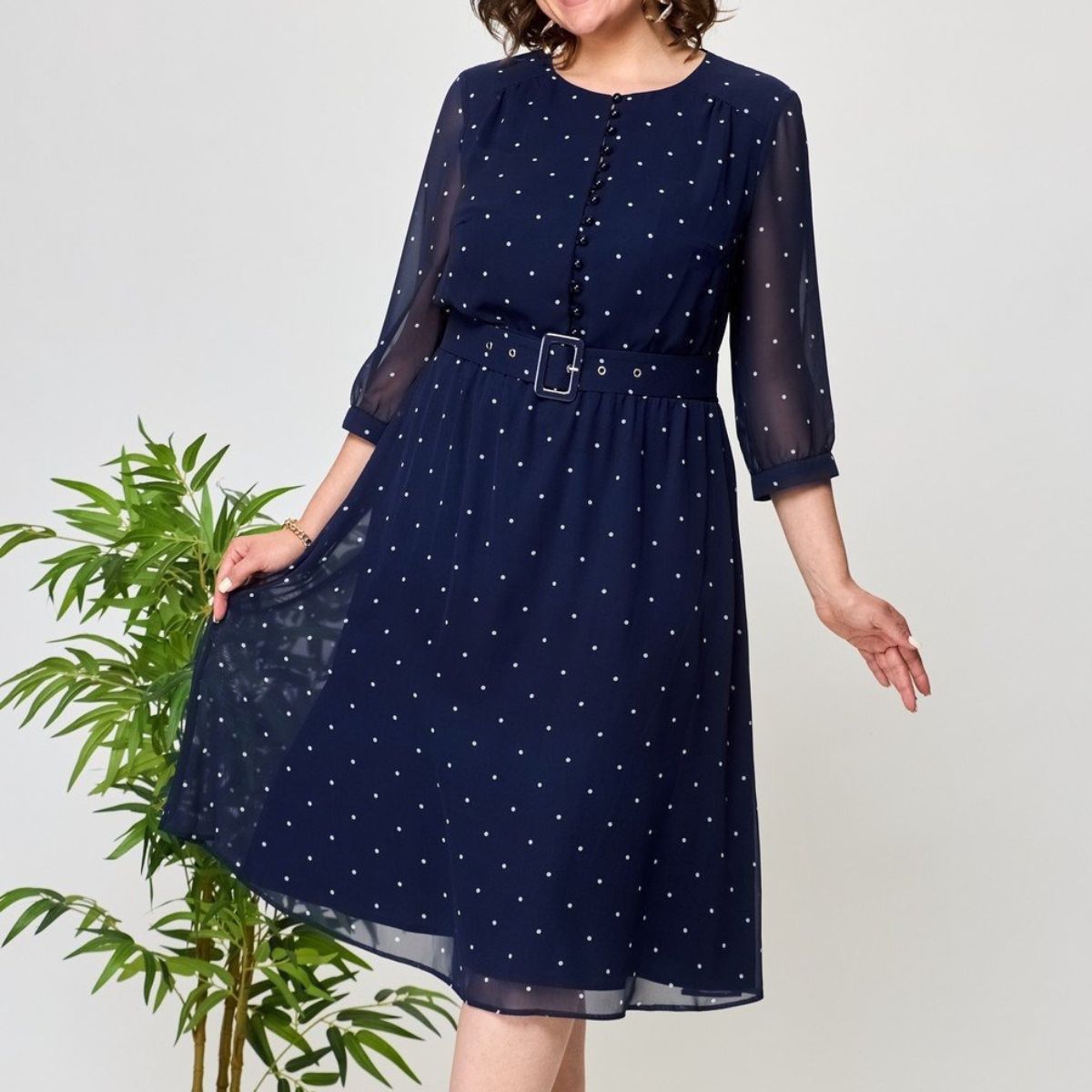 🔥【S-5XL】2026 Új Divatos és Elegáns Sifon Pöttyös Könnyű Ruha