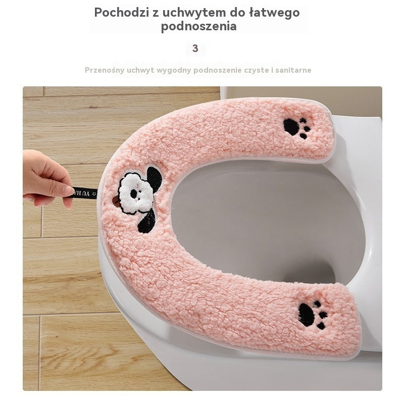 🏠🚽✨Zestaw 5 elementów🔥Zimowy, ciepły pokrowiec na deskę sedesową, z podszewką z polaru, odpowiedni na wszystkie pory roku, wodoodporny.