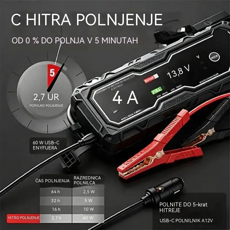 🔋 12V pametni polnilnik avtomobilskih akumulatorjev – polnite, testirajte in vzdržujte akumulator svojega avtomobila! ⚡