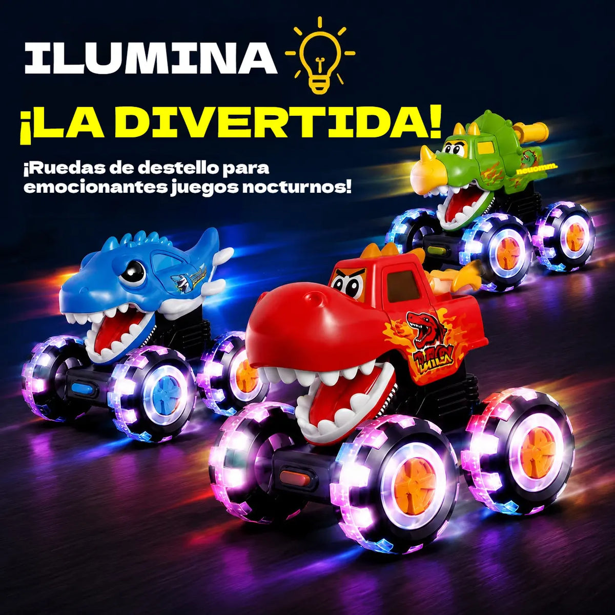 🦖🚗 Avtomobil dinozavrov s pritiskom za zagon: Z rahlim pritiskom se odpelje, spremljajo ga utripajoče luči in smešno rjovenje ✨🎮