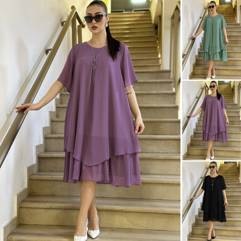 【S-5XL】 Długa elegancka i szyfonowa sukienka, wysokiej jakości design