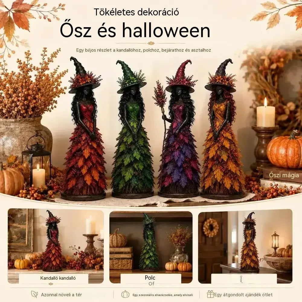 🧙‍♀️ Elvarázsolt őszi boszorkányfigura
